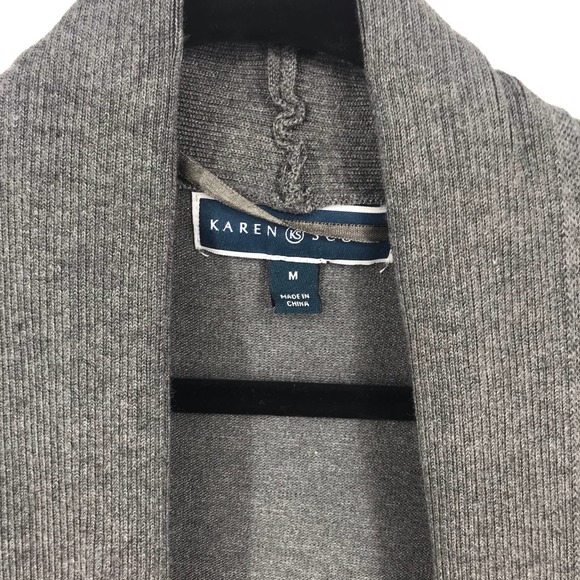 Charcoal Open Front Ribbed Cardigan - Picture 5 of 8